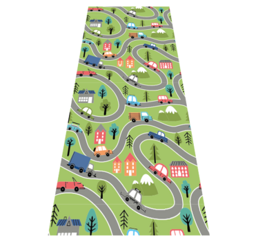 Covor vinil dormitor stradă colorată cu mașini de curse - TenStickers