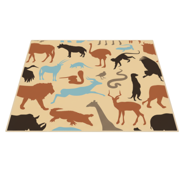 Covor vinil dormitor siluete animale safari - TenStickers