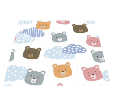 Covor vinil dormitor urs minimalist pe fundal alb - TenStickers