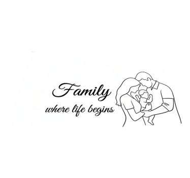 Covor vinil dormitor familie unde viața începe - TenStickers