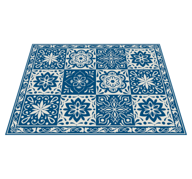 Gresie de bucătărie din gresie albastru floral - TenStickers