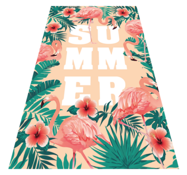 Text de vară flamingo flori covoare personalizate - TenStickers
