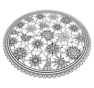 Cerc negru mandala faianta mat - TenStickers