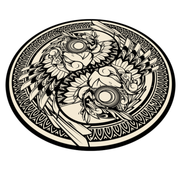 Yin yang bufniță doodle ornament covor dormitor - TenStickers