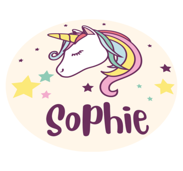 Design de fundal unicorn cu covor de vinil personalizat cu nume - TenStickers