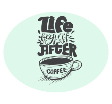 Siluetă ceașcă de cafea cu covoare contemporane cu litere - TenStickers