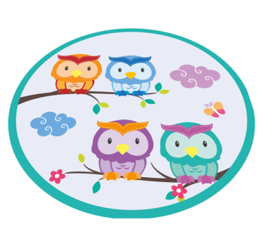 Covor de vinil pepiniere familie de bufnițe colorate - TenStickers