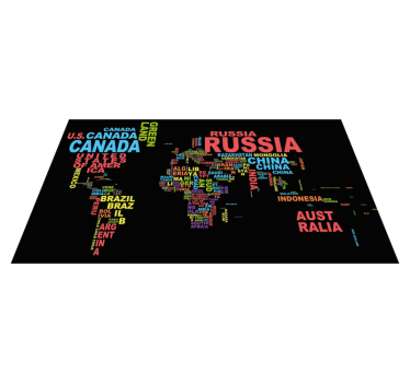 Covor de vinil harta lumii tipografie de țări - TenStickers