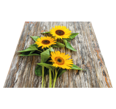 Floarea-soarelui pe scânduri de lemn covor de flori - TenStickers