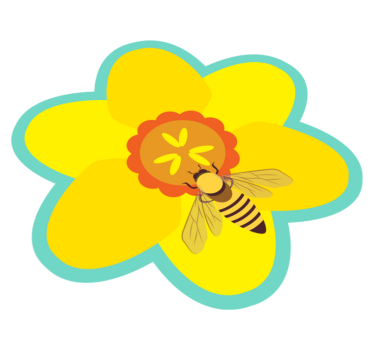 Floare galbenă cu covor de vinil cu floare de albină - TenStickers