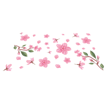Covor vinil flori și plante motiv de floare roz - TenStickers