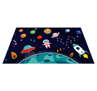 Desen animat jumătate planetă cu covor stea diferite planete - TenStickers
