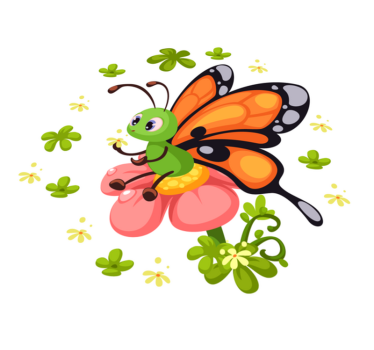 Fluture așezat pe un covor de flori pentru animale - TenStickers