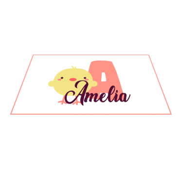 Covor de vinil pepiniere pui cu nume și inițială - TenStickers