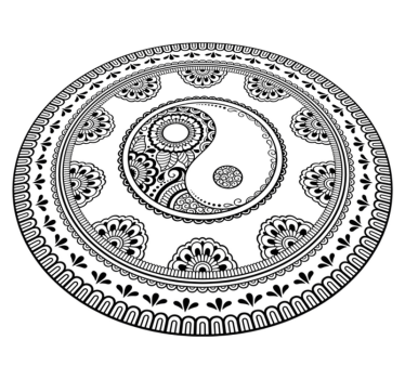 Mandala spirituală în stil hindi cu simboluri mat - TenStickers