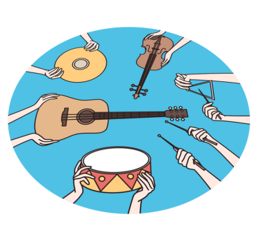 Instrumente muzicale covor dormitor arte creative - TenStickers