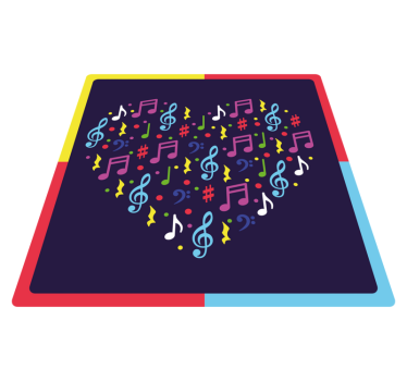 Fundal inimii note muzicale colorate covor pătrat - TenStickers