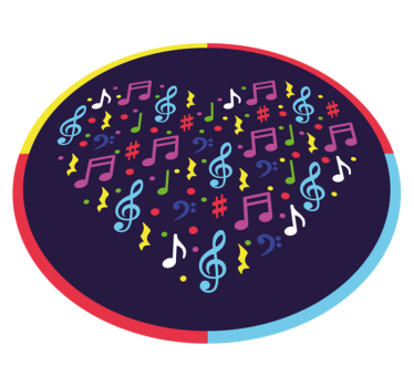 Fundalul inimii note muzicale colorate mat circular - TenStickers