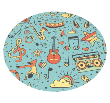 Model colorat de note muzicale vintage mat circular - TenStickers