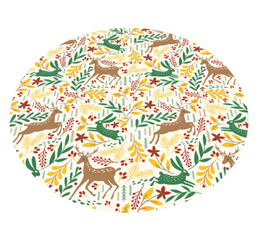 Model de cerb gri și flori galbene covor circular - TenStickers