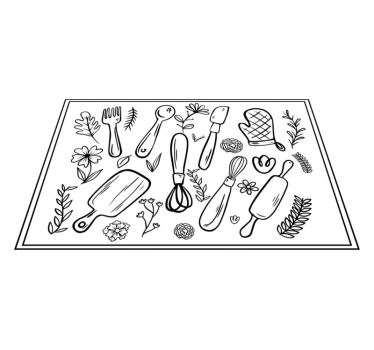 Design floral și ornamental cu ustensile podea de bucătărie - TenStickers