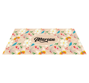 Covor vinil dormitor floral bej personalizat - TenStickers