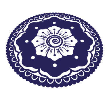 Covor vinil mandala aranjament floral bleumarin - TenStickers