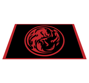 Covor dreptunghiular negru și roșu dragon yin yang din vinil - TenStickers