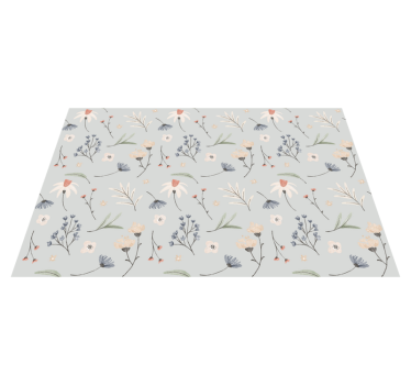 Covor gri cu flori cu model "hamptons". - TenStickers