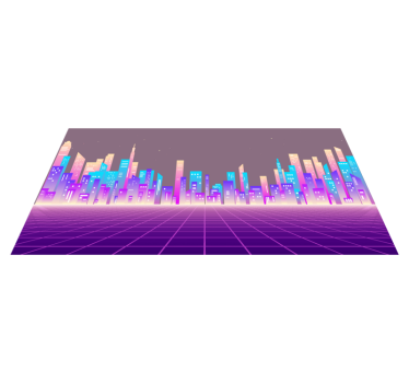 Covor vinil modern orizont peisaj urban neon - TenStickers