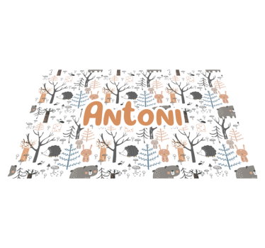 Pădure scandinavă cu animale covor vinil copii - TenStickers