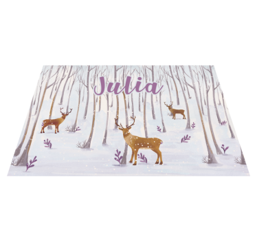 Covor de vinil cu nome peisaj forestier de iarnă - TenStickers