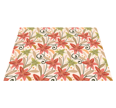 Covor vinil flori și plante model de vârtej floral - TenStickers
