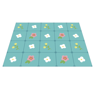 Covor vinil flori și plante model de faianță florală - TenStickers