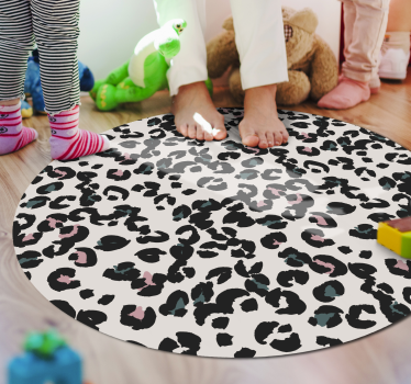 Covor rotund alb din vinil covor cu imprimeu leopard - TenStickers