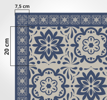 Albastru hidraulic florale temă faianță mat - TenStickers