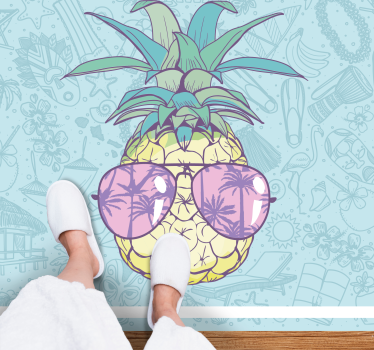 Covor de vinil pentru bucătărie nuanțe reci de ananas - TenStickers