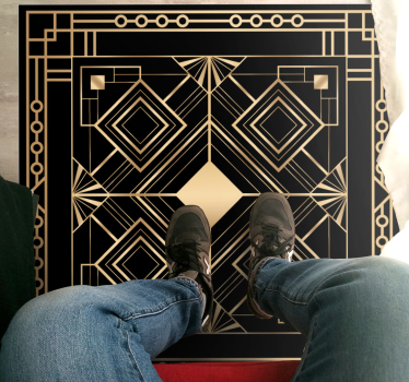 Artă modernă covoare geometrice deco negru și auriu - TenStickers