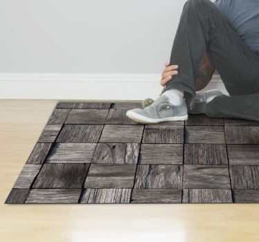 Blocuri de lemn textură efect 3d pardoseală din vinil efect lemn - TenStickers