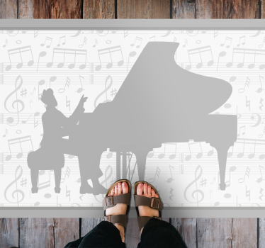 Covoare contemporane de siluetă gri pianistă - TenStickers