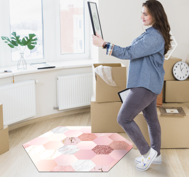Covoare moderne hexagonale textură roz - TenStickers