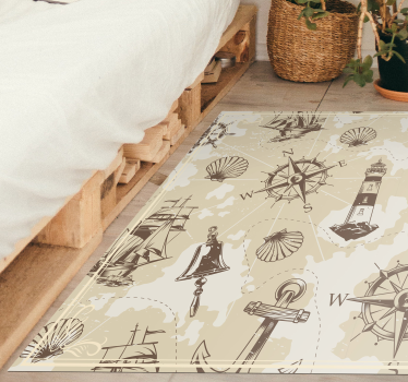 Covoare retro obiecte de mare - TenStickers