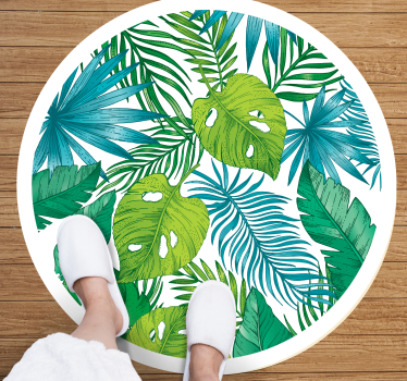 Covor circular dormitor frunze tropicale - TenStickers