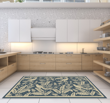 Covor cu flori de design albastru și auriu - TenStickers