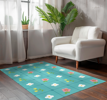 Covor vinil flori și plante model de faianță florală - TenStickers
