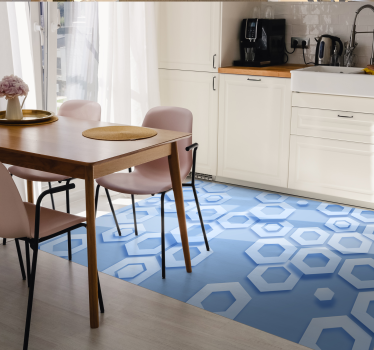Covor de vinil geometric model albastru hexagonal - TenStickers