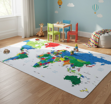 Covor de vinil harta lumii colorată complet - TenStickers
