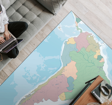 Covor de vinil harta lumii ilustrare cartografică - TenStickers