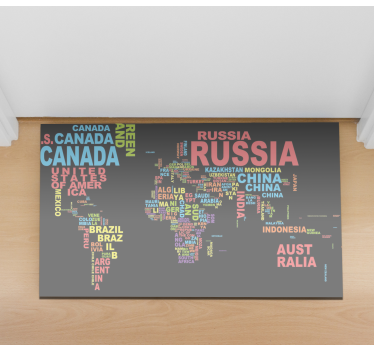 Covor de vinil harta lumii tipografie de țări - TenStickers