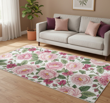 Covor de vinil hol flori roz frumoase - TenStickers